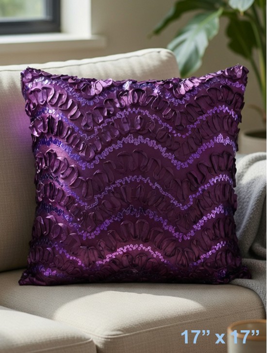 WAVE SEQUINS DESIGN CUSHION COVER & FILLER